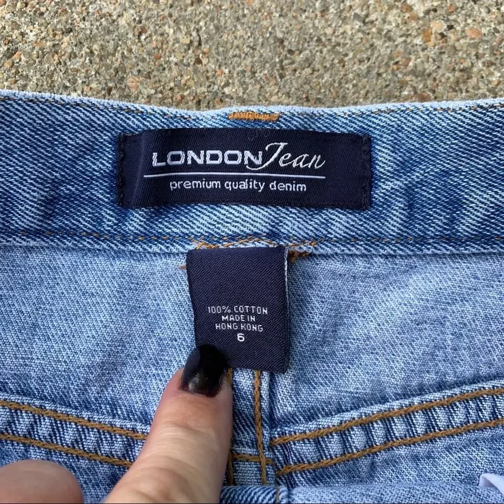Vintage 90s London Jean button front denim skirt